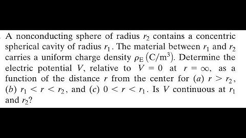 A nonconducting sphere of radius contains a concentric spherical cavity of radius The material betw