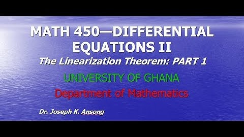 Math450-LEC08 Differential Equations: Nonlinear autonomous systems- PART 1