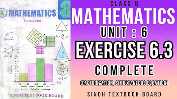 Exercise 6.3 Class 8 Mathematics Sindh textbook | Class viii Mathematics