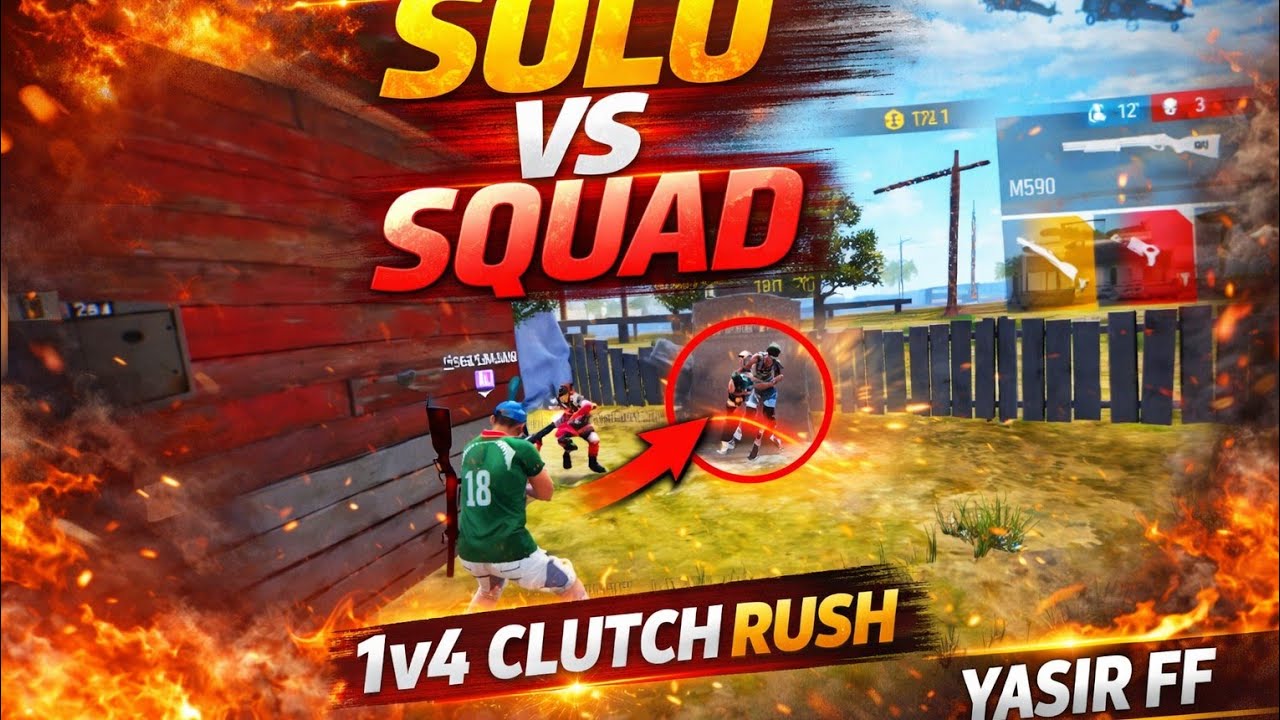 👉 INSANE SOLO VS SQUAD 😈 1v4 CLUTCH RUSH | Free Fire Game play ⏯️ - YouTube
