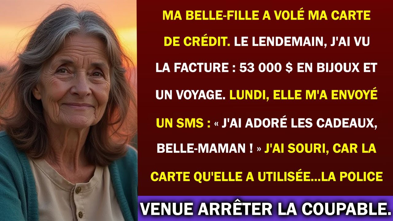 Ma belle-fille a volé ma carte de crédit et dépensé cinquante-trois mille dollars en une journée. Le lendemain, j'ai reçu un SMS : « J'adore les cadeaux, belle-maman. » Puis une photo d'elle à...