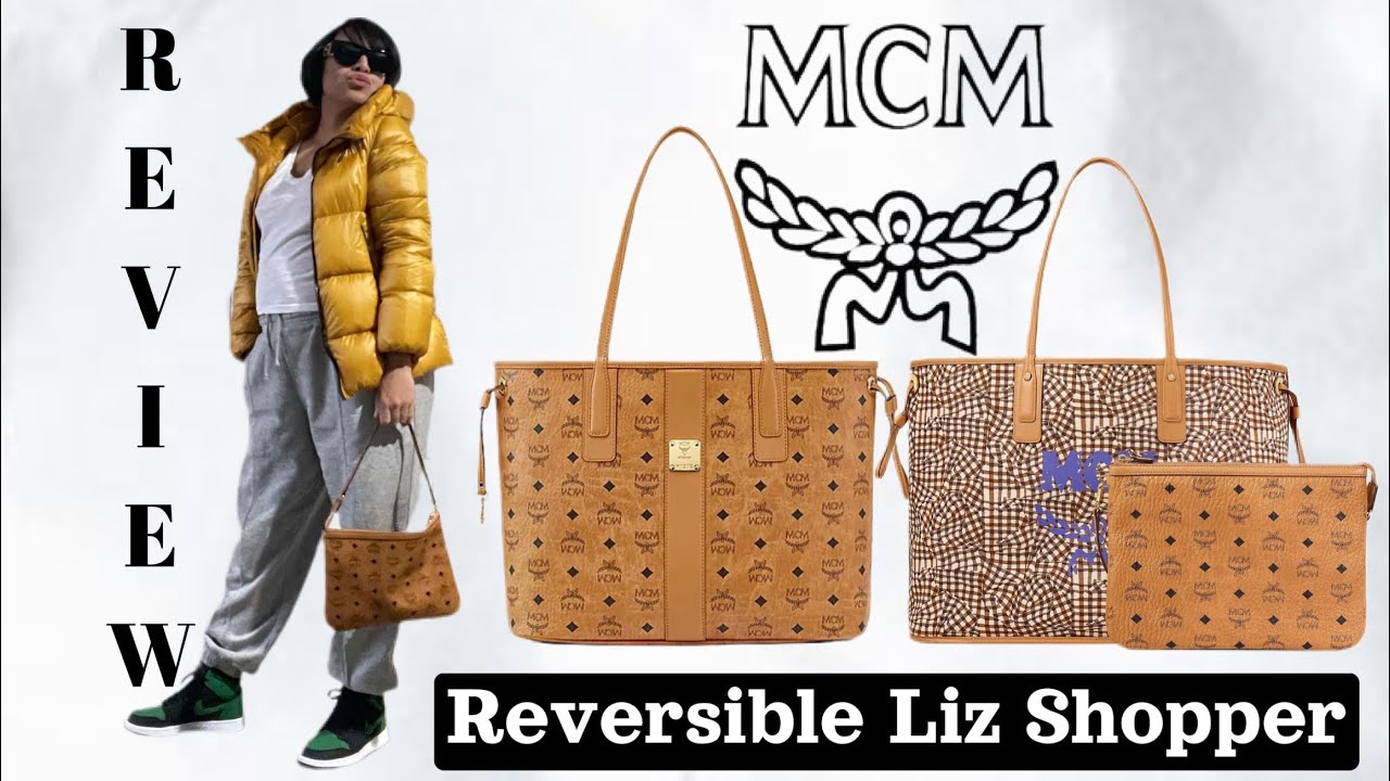 MCM Reversible Liz Shopper Visetos Medium Cognac