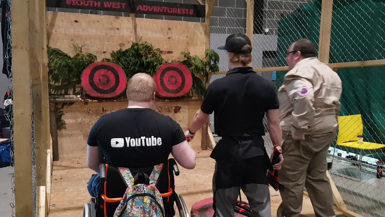 Axe Throwing from a wheelchair YouTube