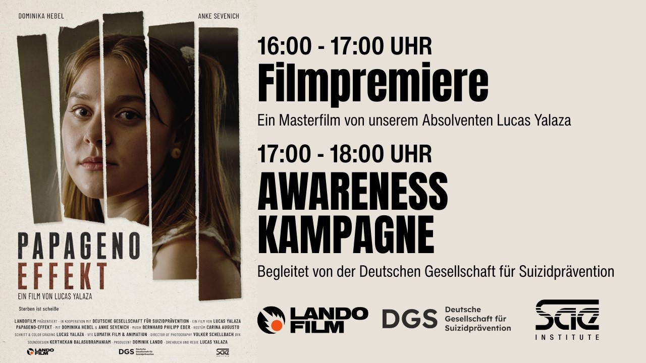 Filmpremiere „Papageno-Effekt“ | Awareness-Kampagne | 22.09.2026 16:00 Uhr | SAE Institute Frankfurt