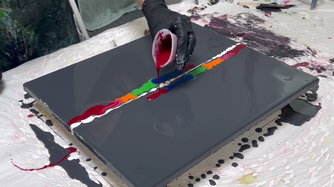 rainbowish(?) color paper towel swipe techniques | pouring art