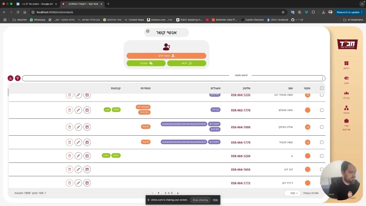 Demo dashbaord shluchim