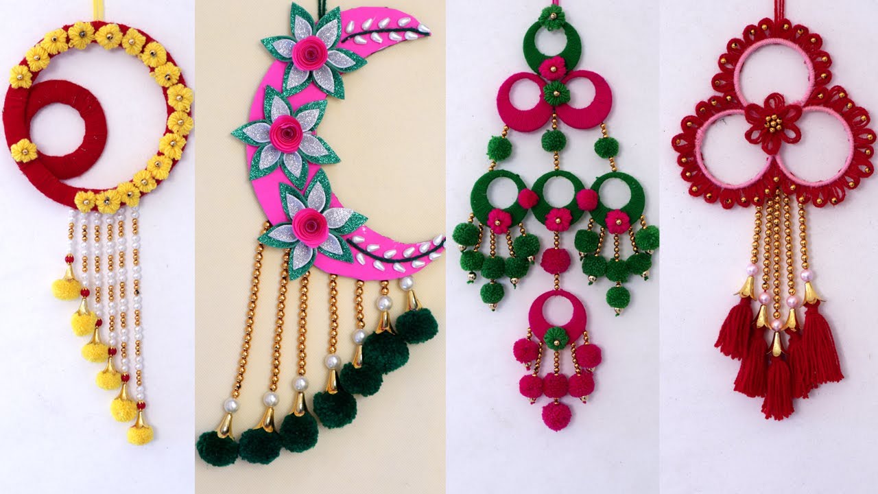 6 Beautiful Handmade Woolen Wall Hanging Craft Ideas Easy Wall Decoration Ideas YouTube
