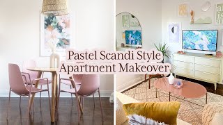 PastelScandi Style Living Room + Home Office + Dining Room Makeover