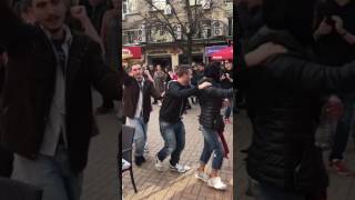 Holland Fans Having A Party With Bulgarians In Sofia.