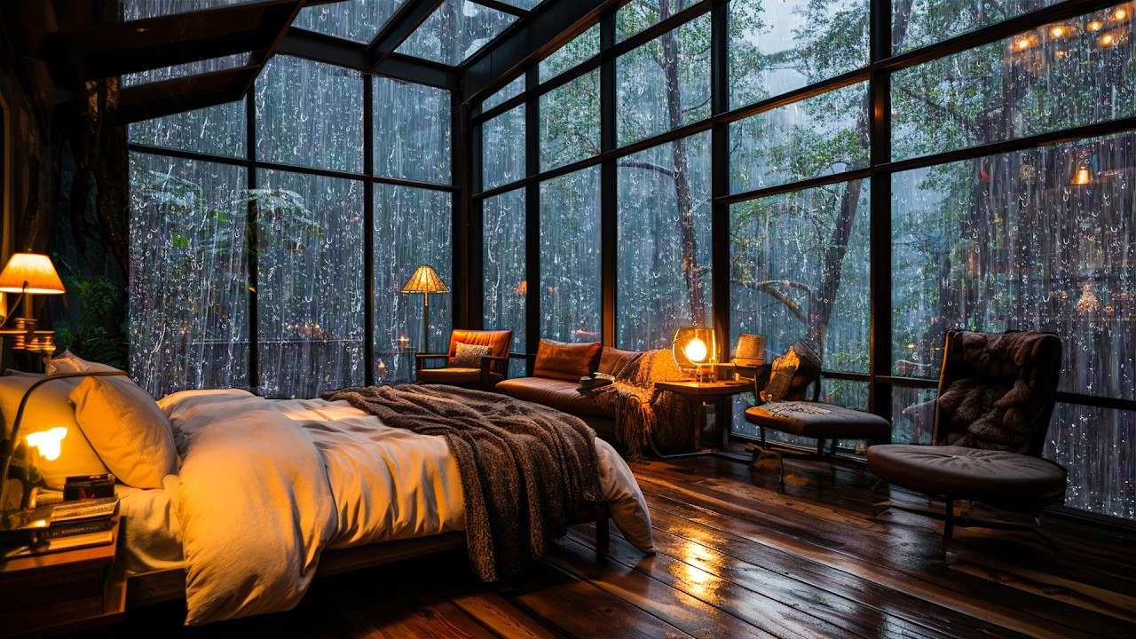 Rain Sounds for Sleeping - Heavy Rain & Rolling Thunder for Deep Relaxation and Focus