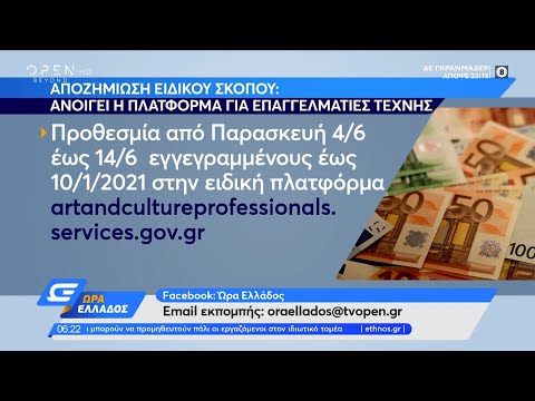 Αποζημίωση ειδικού σκοπού για τους καλλιτέχνες | Ώρα Ελλάδος 4/6/2021 | OPEN TV