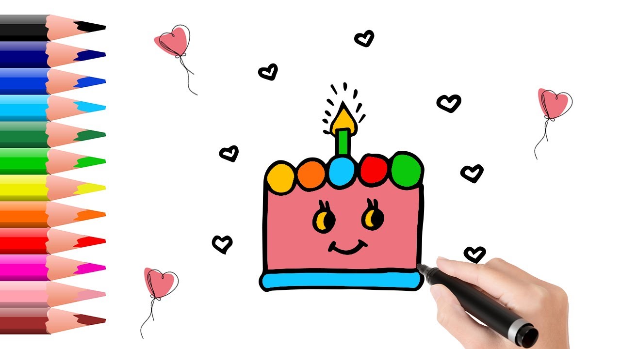 How to draw simple cute cake for kids | desenhar bolo fofo para ...