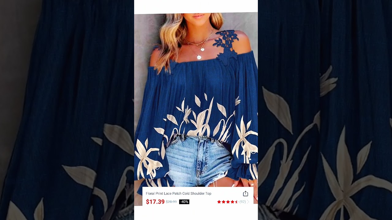 NEWP | lants Print Lace Patch Cold Shoulder Top