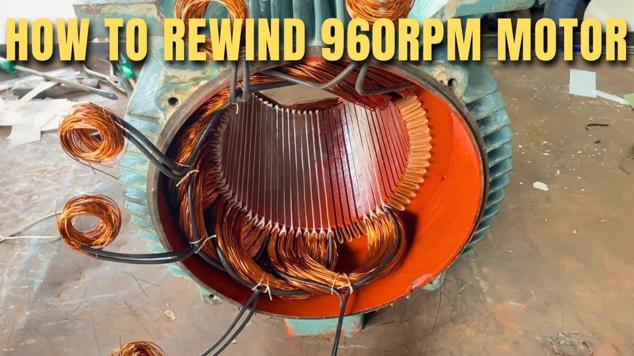 20 HP 960 RPM 6 Pole 9 Coils Motor Winding Full Video | With Connection Diagram