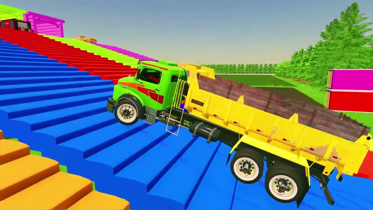 TRANSPORTING ALL COLOR OF MINI TO BIG POLICE CARS, AMBULANCE WITH TRUCKS !! Farming Simulator