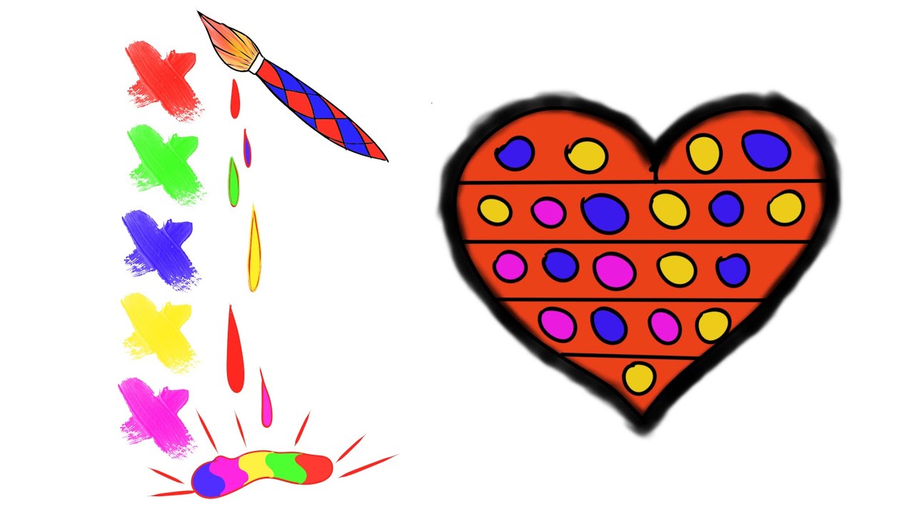 Color Pop It heart with beautiful flowers, let's draw and color🎨