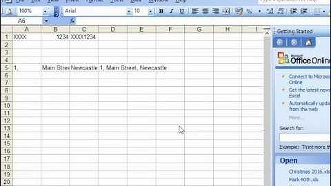 Microsoft Excel CONCATENATE function demonstration
