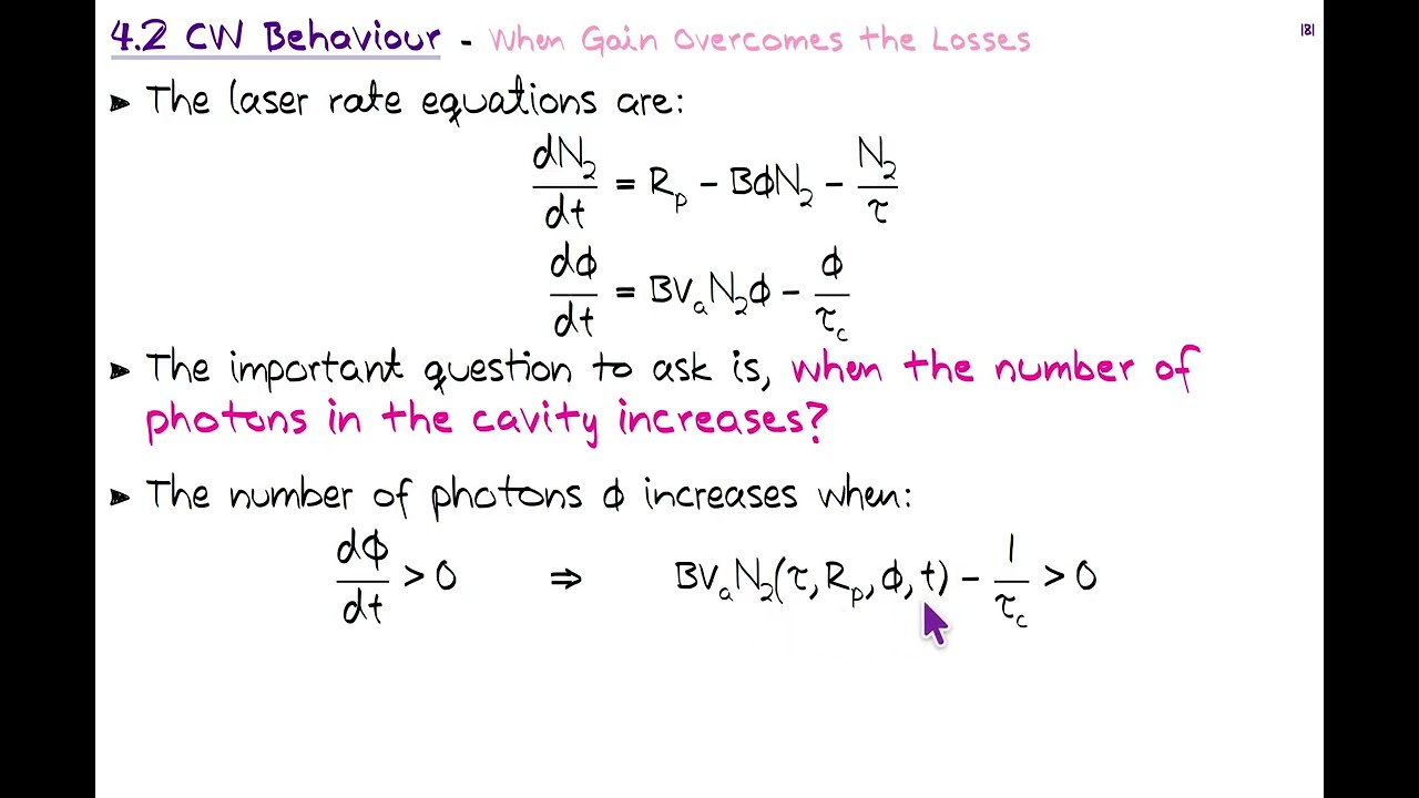 FYS.510 Laser physics 4.2 CW Behaviour, part I