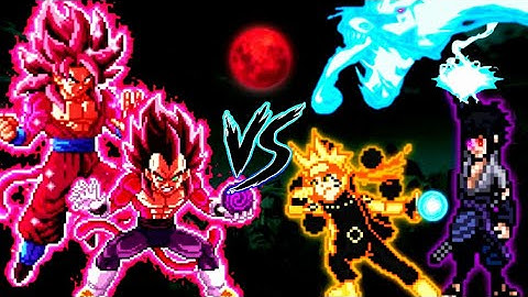 Fusion Xeno Gogeta SSJ4 V2 OP (Goku & Vegeta) VS Naruto V2 OP (AF) & Sasuke Rinnegan V3 OP in Mugen