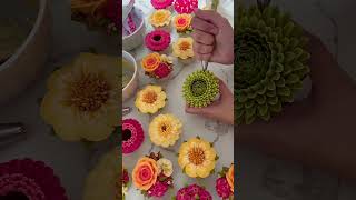 Satisfying Green Chrysanthemum Buttercream Piping 🌼✨#cupcake