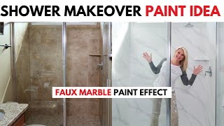 Paint Shower Tile to Look Like Marble (under $100)