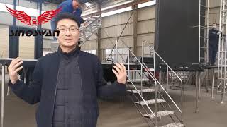 ST130 mobile stage trailer close video from SINOSWAN mobile hyddraulic stages
