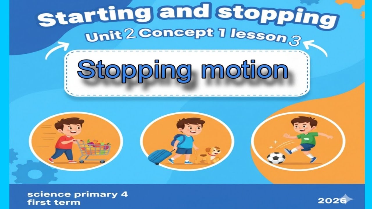 Stooping Motion Lesson 3 unit 2 concept 1 stopping motion| science primary 4 first term ...