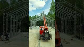 Steel framing installation for a 30x70 metal garage in Tennessee #tnsteelbuildings #metalbuildings