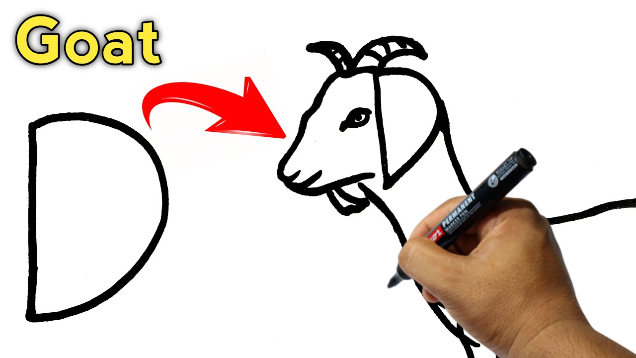 How to Draw a Goat From Letter D | How to Turn Letters Into a Goat ...