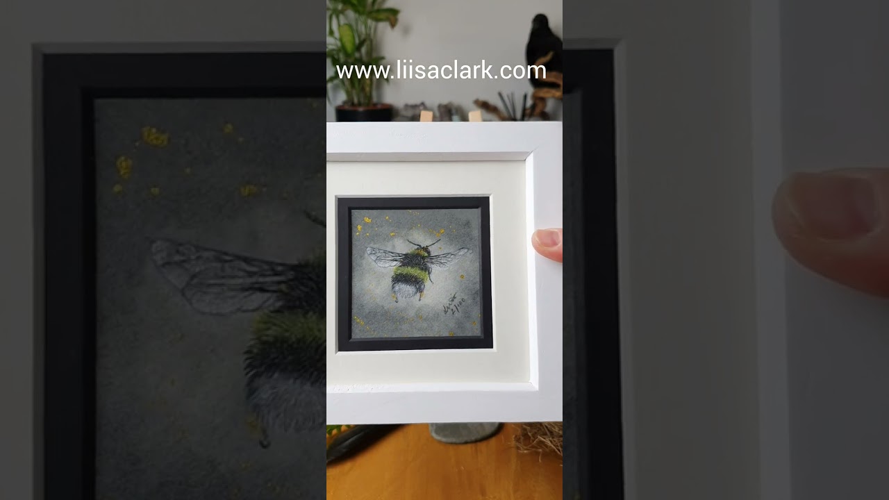 Delicate Hand Embellished Framed Flying Bee Art Print by 