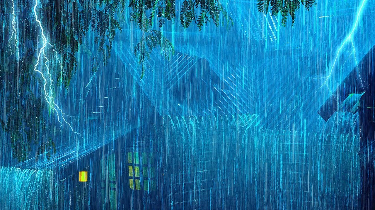 Rain On An Ancient Roof For Sleeping - Deep Sleep With Heavy Rain & Thunder Sound At Night 🌙🌧️