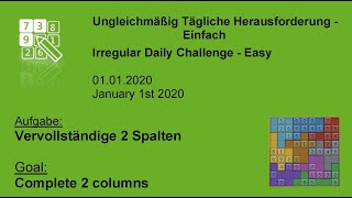 Complete 2 columns | Irregular Easy | Jan 1, 2020 | Microsoft Sudoku screenshot 2