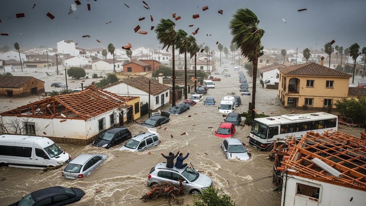 Chaos in Spain Today! Flooding Storm Leonardo Swept Away Homes, Cars in Portugal