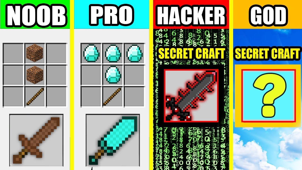 Minecraft - NOOB vs PRO vs HACKER vs GOD : SWORD CRAFTING 