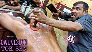 Owl Vision Tok Sen Massage Therapy For Body pain Relief | Asim Barber Neck & Body Cracking | ASMR 4K