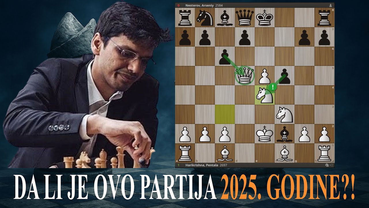 Besmrtna žrtva dame u 8  potezu!!! Harikrishna šokira šahovski svet! 