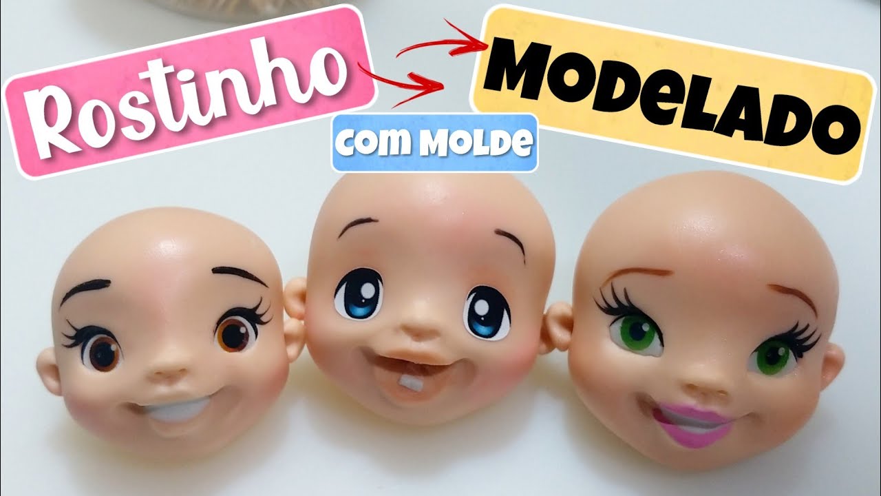 Rostinho Modelado em biscuit | com MOLDE | + MAQUIAGEM no rostinho de biscuit