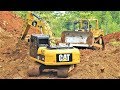 Construction Equipment Excavator Bulldozer Working Building New Road