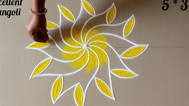 🌺New stylish flower rangoli 🌺5*3 dots easy poo kolam #yt #trending #new #viral @excellentrangoli