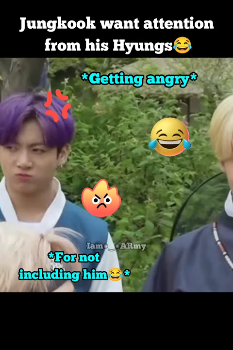 Jungkook cutely getting angry on his Hyungs for not giving him attention😂 #bts #jungkook #shorts