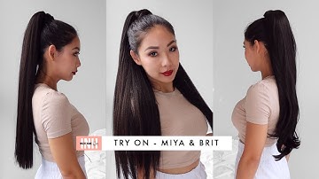 Trying on INSERT NAME HERE (INH HAIR) Ponytails | Miya & Brit Review + discount