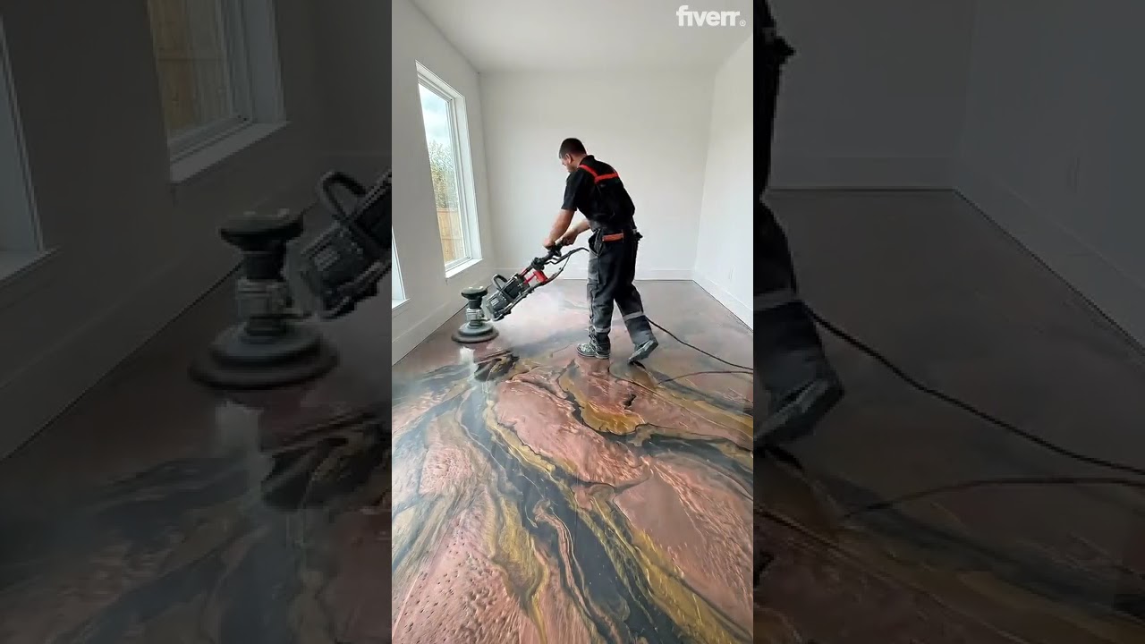 créer des vidéos IA de transformation de sol en époxy ASMR, constructions