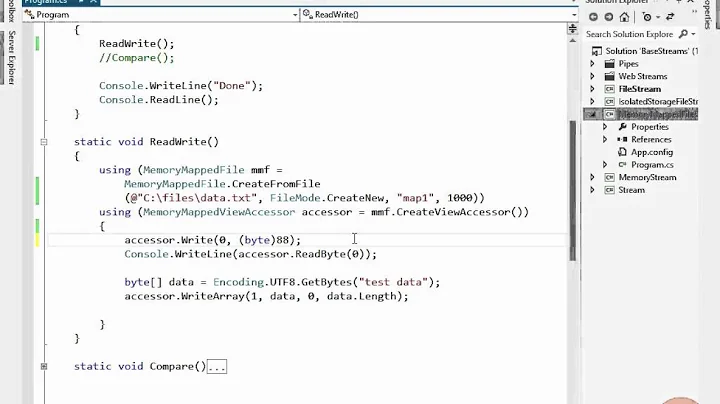 .Net 4.5 Streaming Tutorial 58 - Demo Memory Mapped Files and File Access