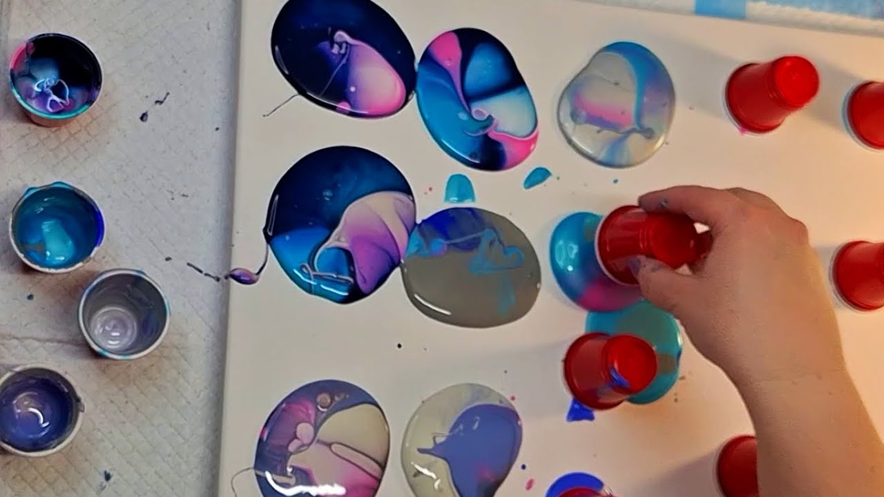 Mini Flip Cups With Silicone Oil - Acrylic Pouring - Fluid Art - YouTube