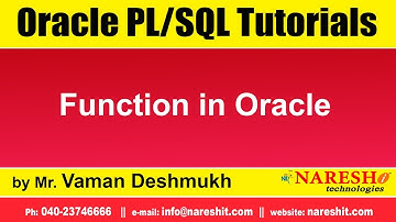 Oracle PL/SQL Tutorials | Function in Oracle | by Mr.Vaman Deshmukh