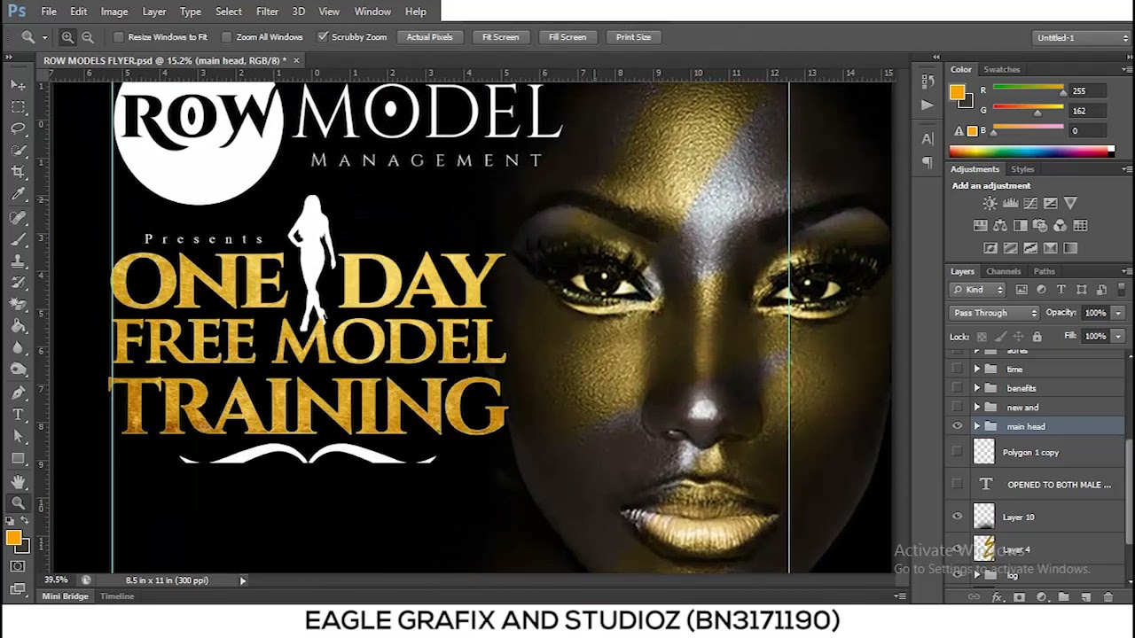 5 minutes model agency flyer Photoshop tutorial