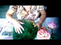 DIY- Como fazer grama verde com corda de cisal   para acabamento de arranjos florais. de E.V.A