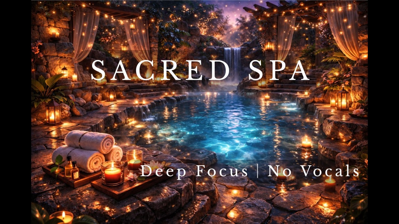 Sacred Spa Focus — Healing Harp Ambient (No Vocals) | Deep Relaxation & Study Focus | 35 mins