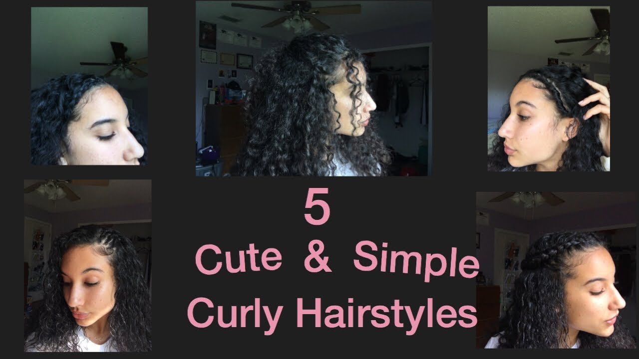 5 CUTE + SIMPLE curly hair styles - YouTube