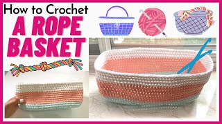 How to Crochet a Rope Basket (Rectangular Shape) // SS214 